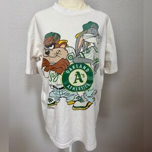 Vintage 1993 MLB Oakland Athletics A’s Looney Tunes Bugs Bunny Tasmanian Devil L